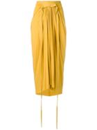 Rick Owens Lilies Draped Midi Skirt - Yellow