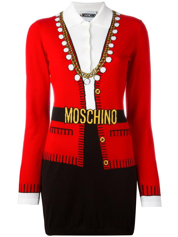 Moschino Trompe L'oeil Suit Dress, Women's, Size: 40, Red, Cotton