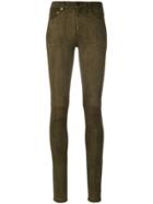 Saint Laurent Skinny Suede Trousers - Green