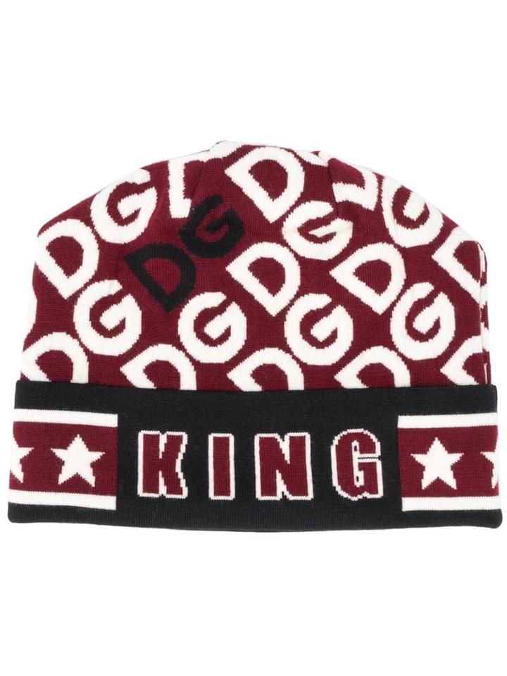 Dolce & Gabbana King Print Beanie Hat - White