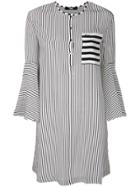 Karl Lagerfeld Striped Bell Sleeved Dress - White