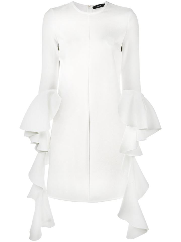 Ellery Crew Neck Draped Ruffle Sleeve Dress - Nude & Neutrals