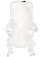 Ellery Crew Neck Draped Ruffle Sleeve Dress - Nude & Neutrals