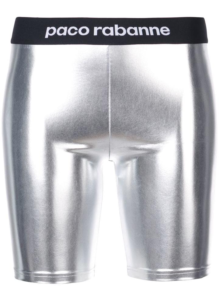 Paco Rabanne Metallic Biker Shorts - Grey