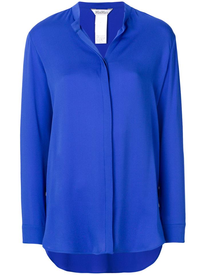 Max Mara Collarless Design Shirt - Blue