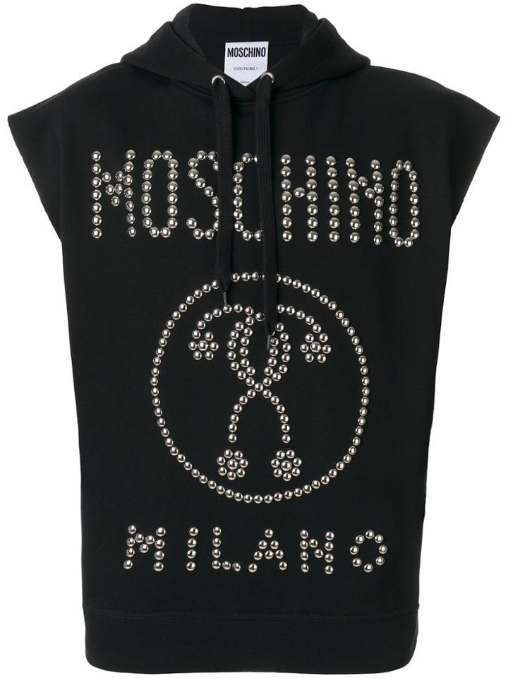 Moschino Studded Sleeveless Hoodie - Black