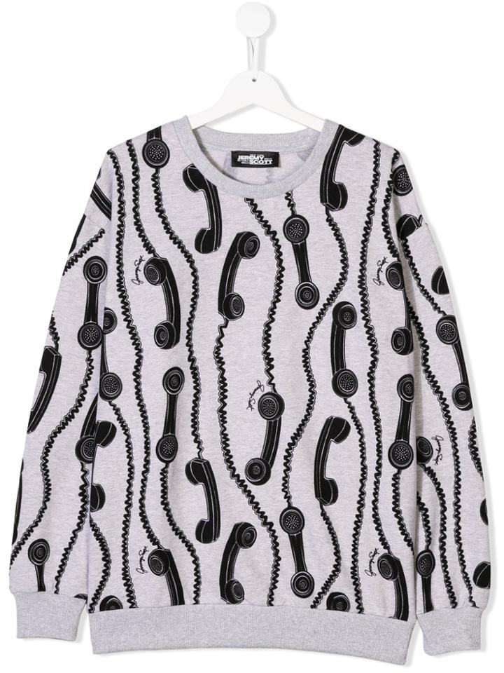 Jeremy Scott Junior Teen Phone Print Sweatshirt - Grey