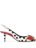 Dolce & Gabbana Polka Dot Sling Back Pumps - White