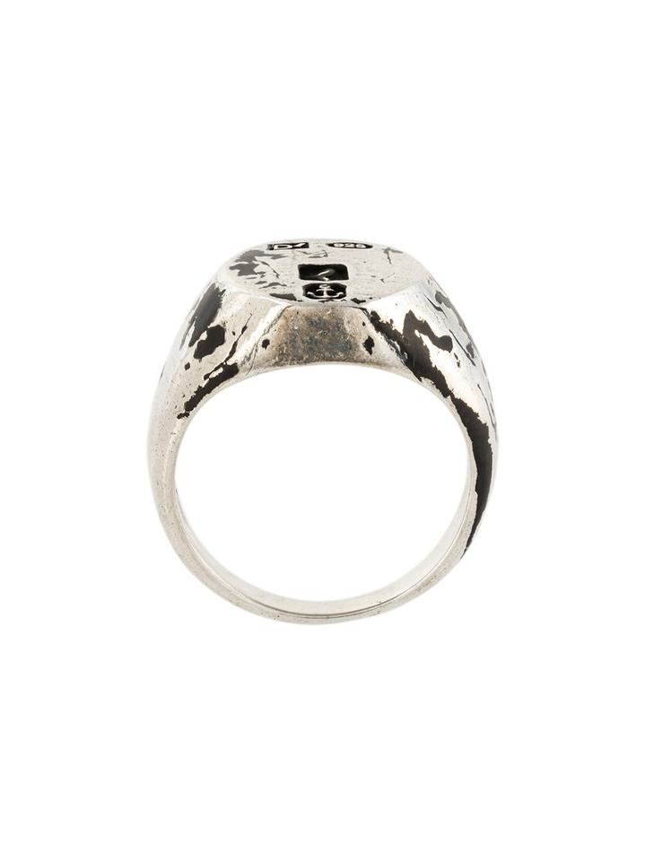 Andrea D'amico Worn Out Effect Ring, Men's, Size: Medium, Metallic