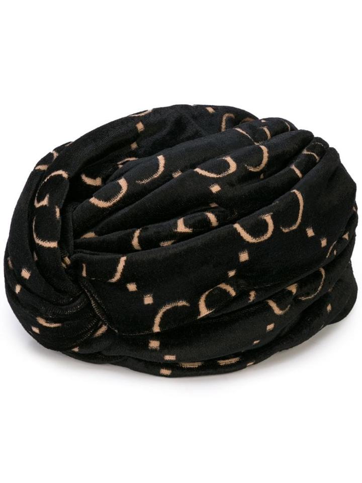 Gucci Double G Printed Turban - Black
