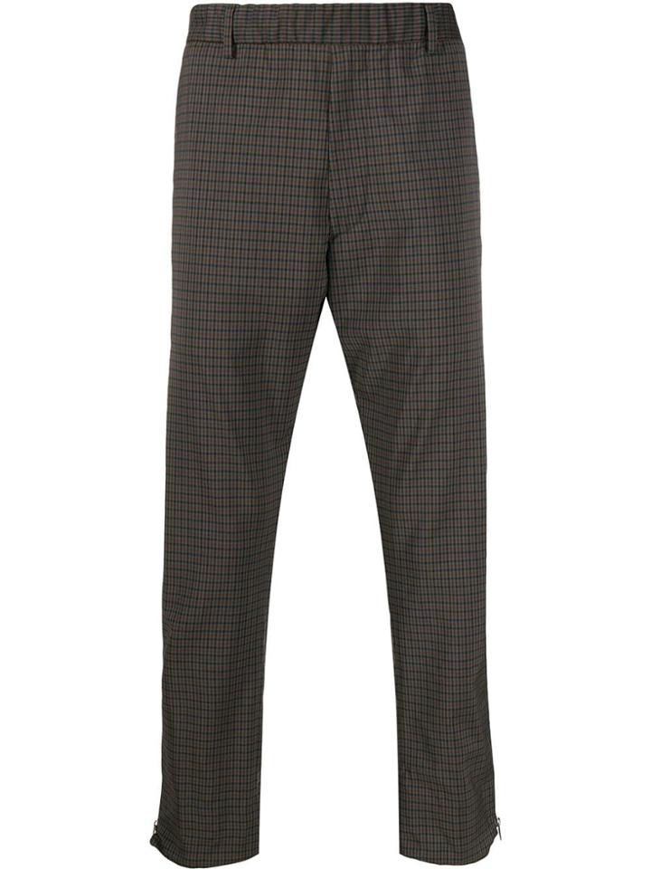 Prada Cropped Checkered Trousers - Green