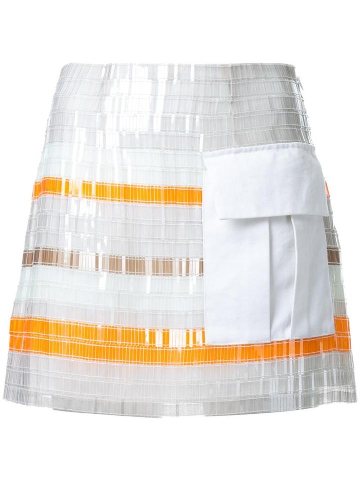 Manning Cartell Patch Pocket Striped Skirt, Women's, Size: 12, White, Silk Organza