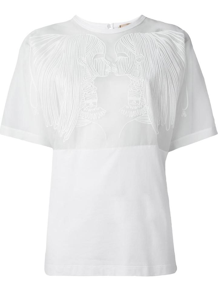 No21 Mesh Panel Portait Blouse, Women's, Size: 46, White, Cotton/silk