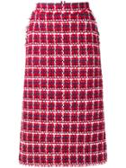 Thom Browne Gun Club Check Chiffon Pencil Skirt - Red