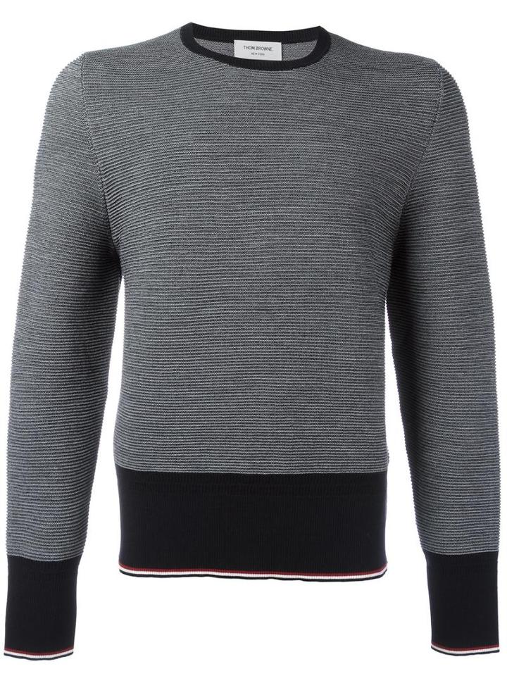 Thom Browne Round Neck Jumper, Men's, Size: 2, Blue, Merino
