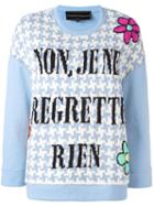 Michaela Buerger Woven Houndstooth Quote Sweatshirt, Women's, Size: Xs, Blue, Cotton/lurex/polyester/merino