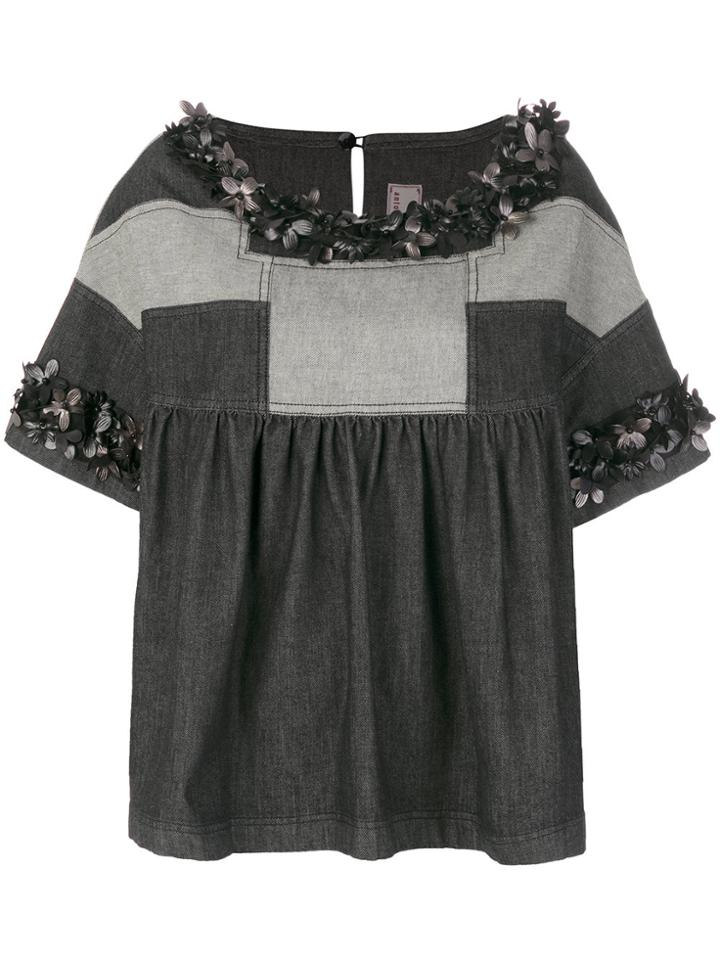 Antonio Marras Denim Patchwork Empire Line Top - Black