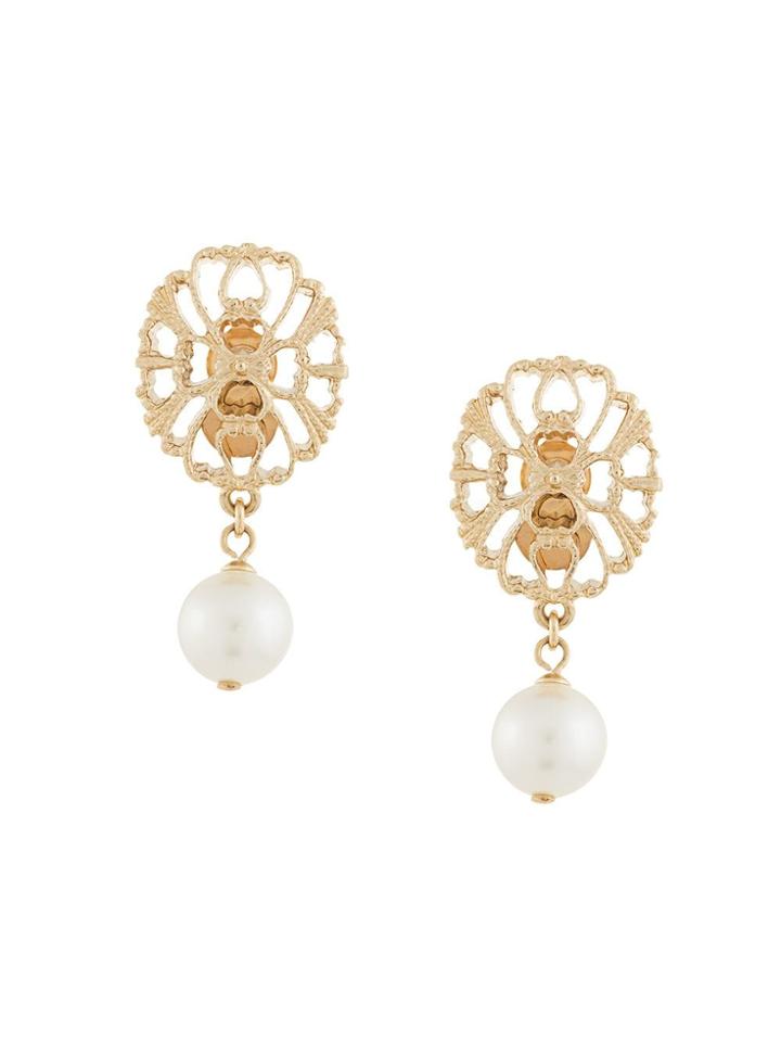 Ingie Paris Faux Pearl Drop Earrings - Gold