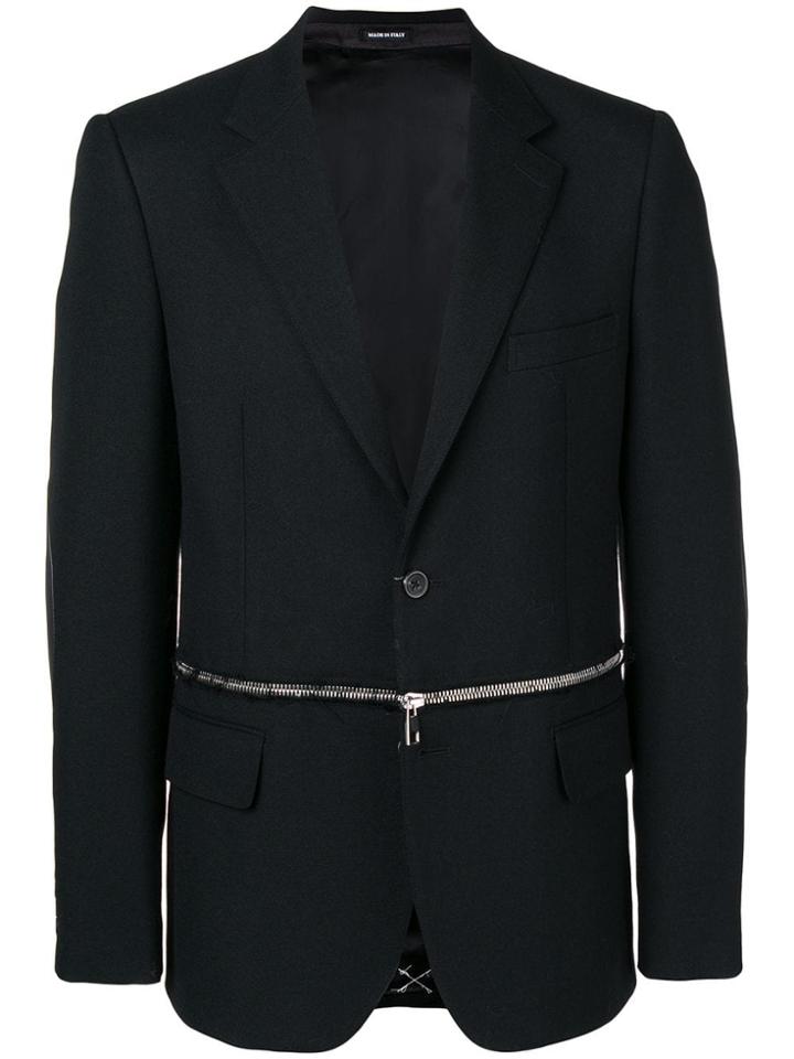 Alexander Mcqueen Front Zipped Blazer - Black