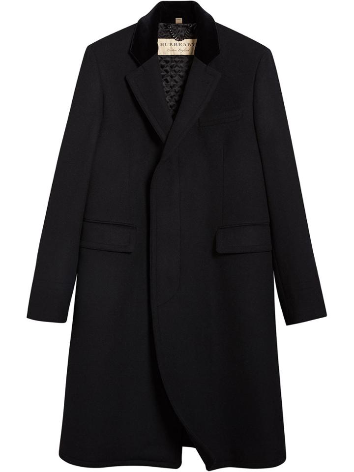 Burberry Velvet Collar Riding Coat - Black
