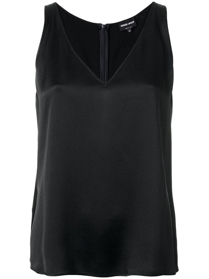 Giorgio Armani V-neck Shift Blouse - Black