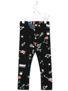 Simonetta Rockstar Print Leggings, Girl's, Size: 10 Yrs, Black