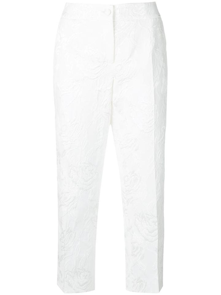 Dolce & Gabbana Cropped Jacquard Trousers - White