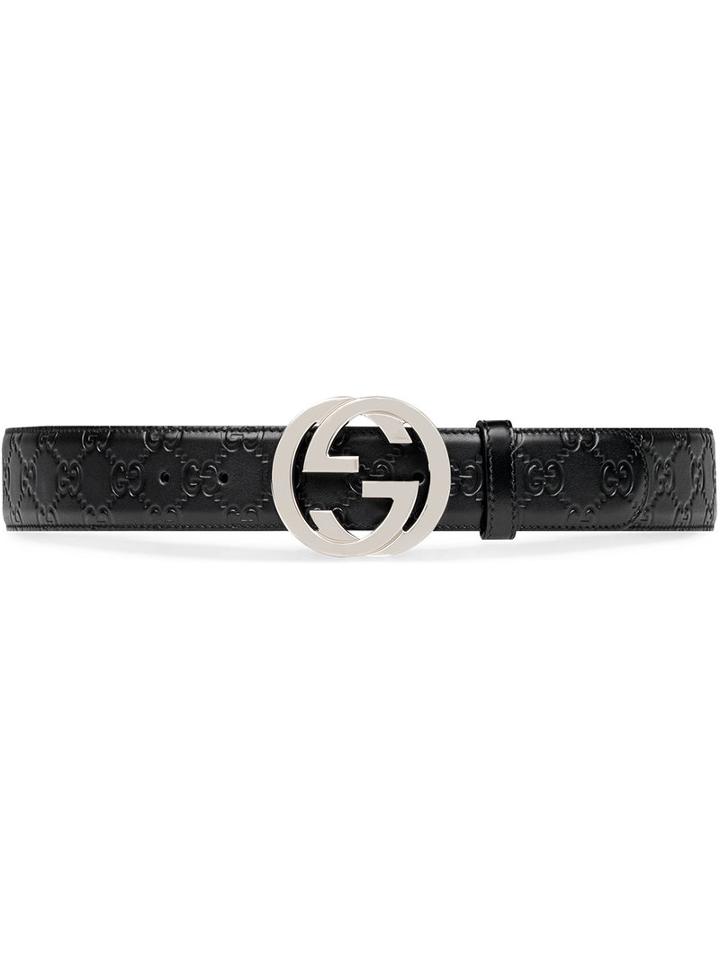 Gucci - Gucci Signature Leather Belt - Men - Leather/metal - 100, Black, Leather/metal