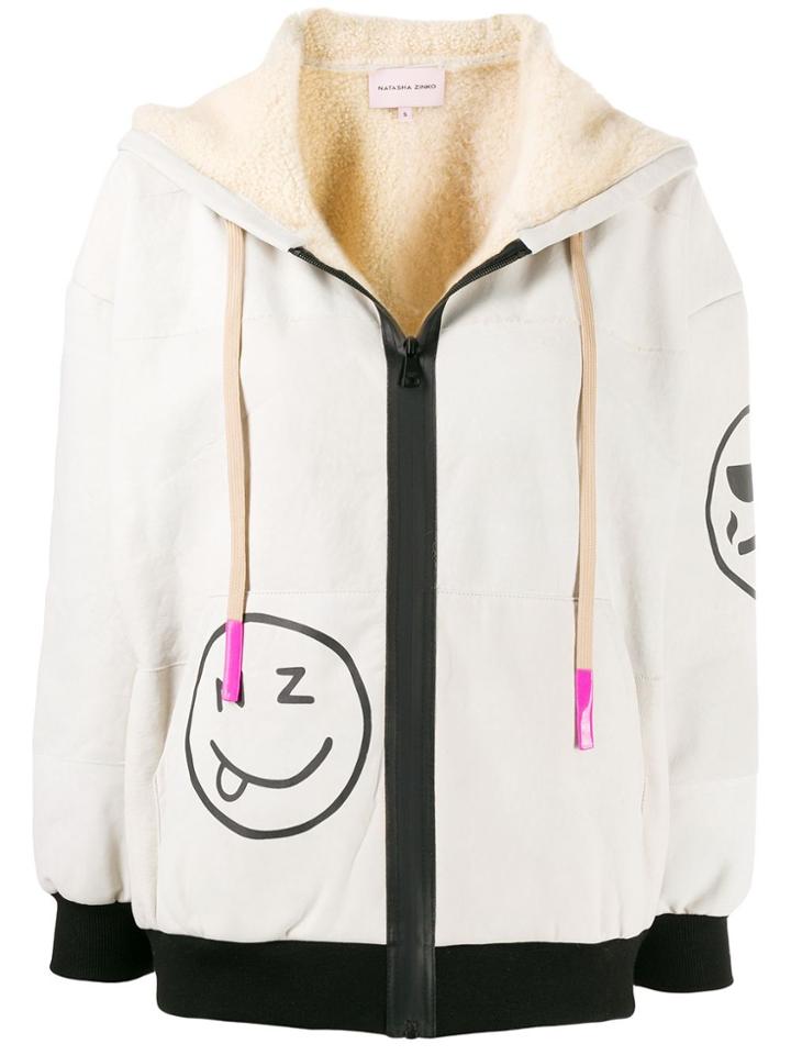 Natasha Zinko Shearling Hooded Sweatshirt Smiles - Neutrals