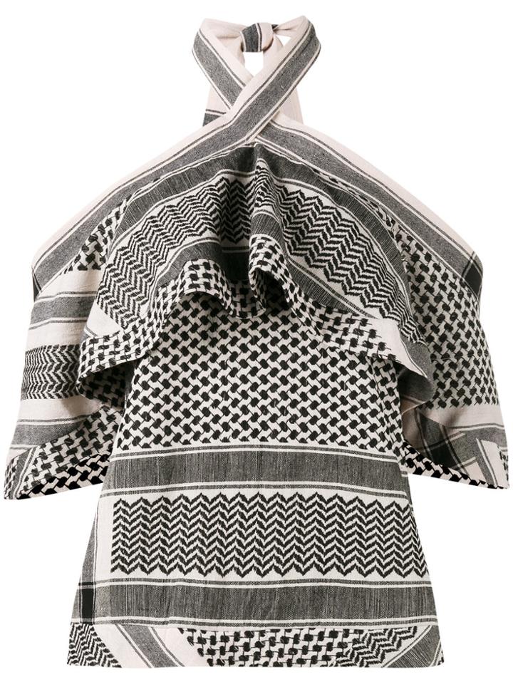 Cecilie Copenhagen Keffiyeh Off-shoulder Top - Nude & Neutrals