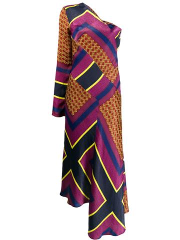 House Of Holland Printed One-shoulder Dress - Purple