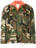 R13 Contrast Hooded Camouflage Jacket - Green