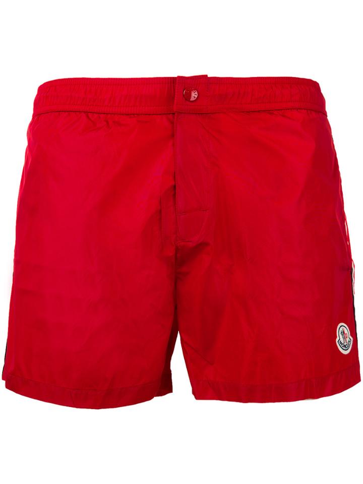 Moncler Side Stripe Swim Shorts - Red