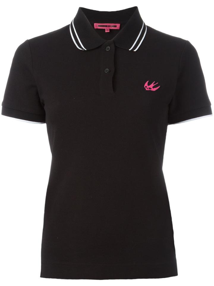 Mcq Alexander Mcqueen Embroidered Logo Polo Shirt, Women's, Size: Xs, Black, Cotton
