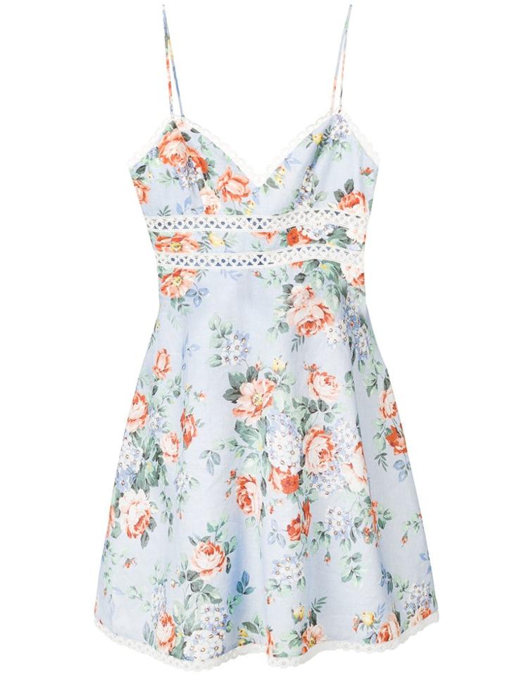 Zimmermann Floral Flared Dress - Blue