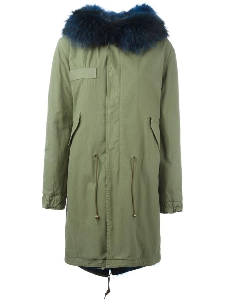 Mr & Mrs Italy Raccoon And Coyote Fur Lined Parka, Women's, Size: Xxs, Green, Cotton/lamb Nubuck Leather/coyote Fur/viscose