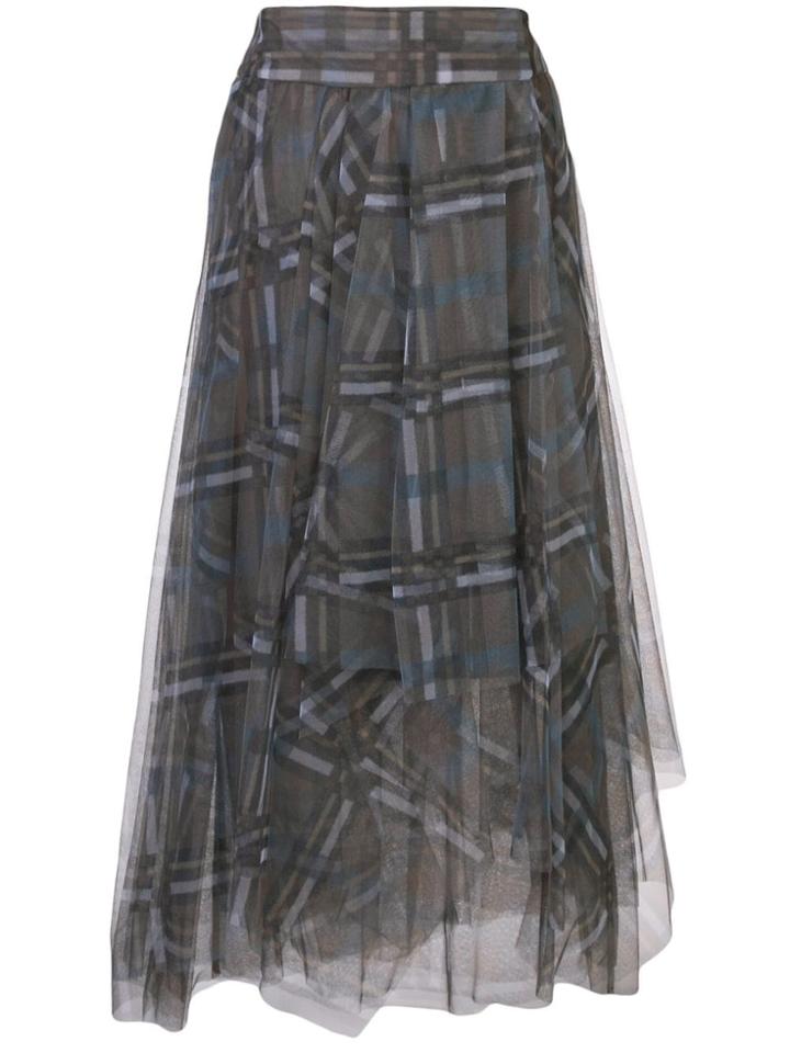 Brunello Cucinelli Check Print High-waisted Skirt - Black