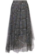 Brunello Cucinelli Check Print High-waisted Skirt - Black
