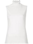 Le Ciel Bleu Frill High Neck Tank Top - White