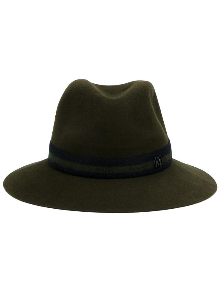 Maison Michel Green Felt Henrietta Fedora Hat