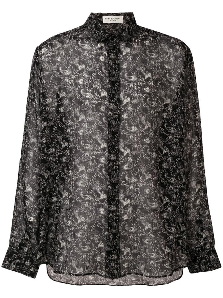 Saint Laurent Printed Sheer Shirt - Black