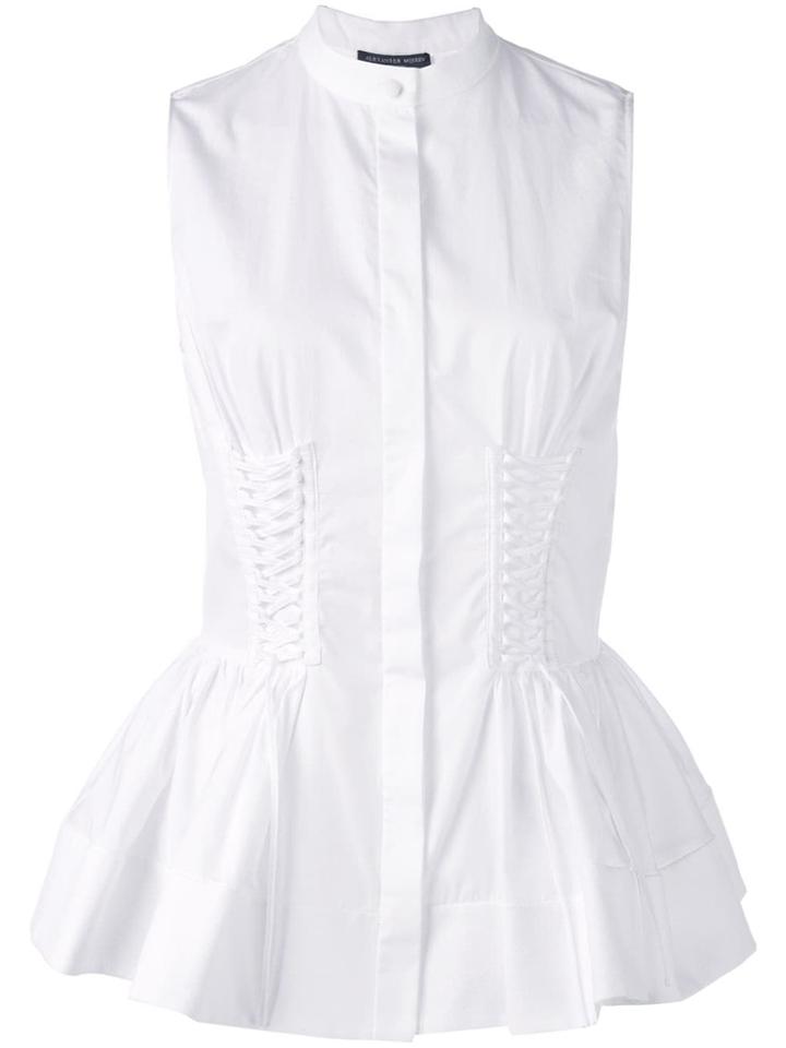 Alexander Mcqueen Lace-up Peplum Shirt - White