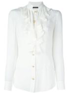 Balmain Ruffled Design Shirt, Women's, Size: 36, White, Silk