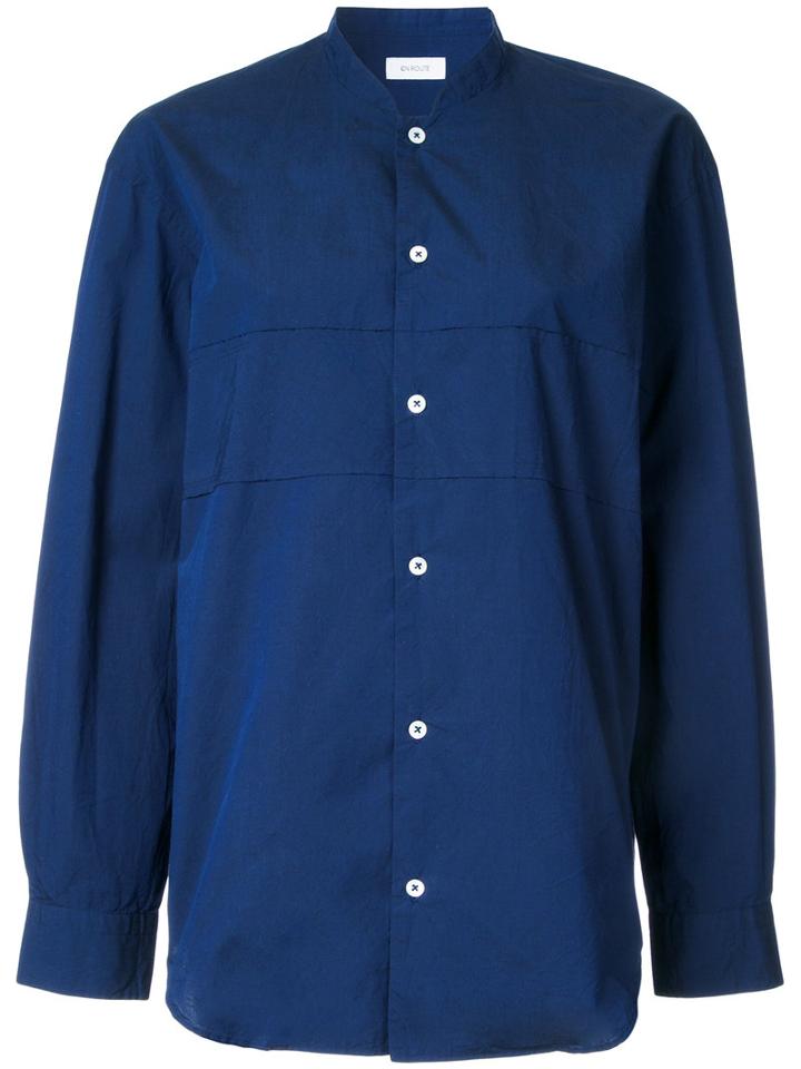 En Route Band Collar Shirt, Women's, Size: 2, Blue, Cotton