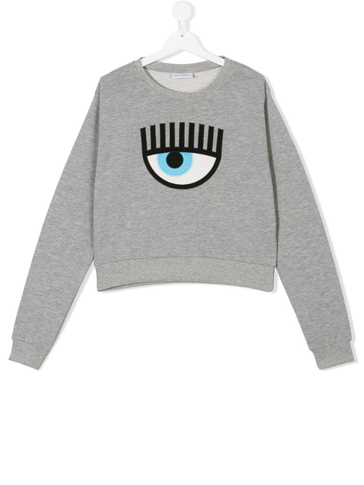 Chiara Ferragni Kids Eye Appliquée Sweatshirt - Grey