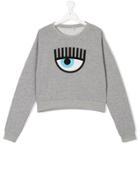 Chiara Ferragni Kids Eye Appliquée Sweatshirt - Grey
