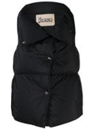 Herno Quilted Oversized Collar Gilet - Black