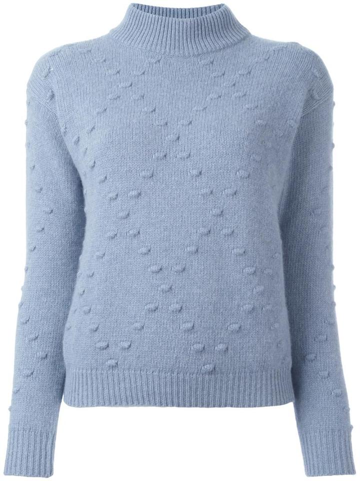 Zanone Patterned Jumper, Women's, Size: 46, Blue, Angora/virgin Wool
