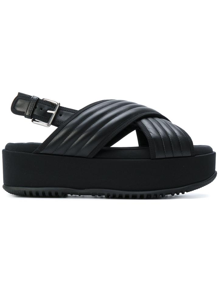 Marni Quilted Flatform Sandals - Black