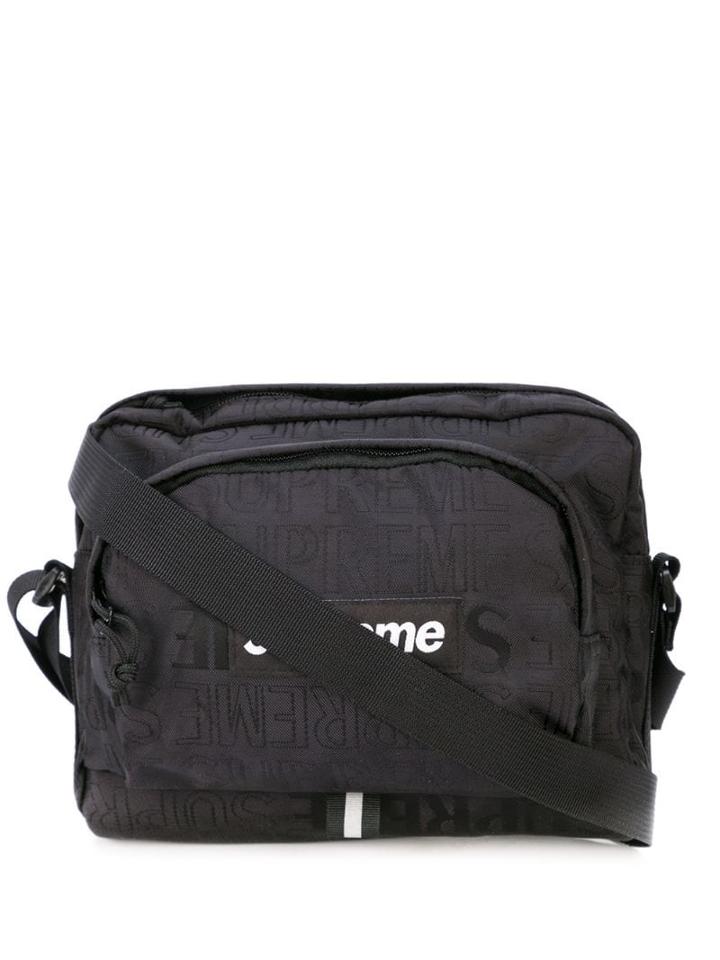 Supreme Logo Print Shoulder Bag - Black
